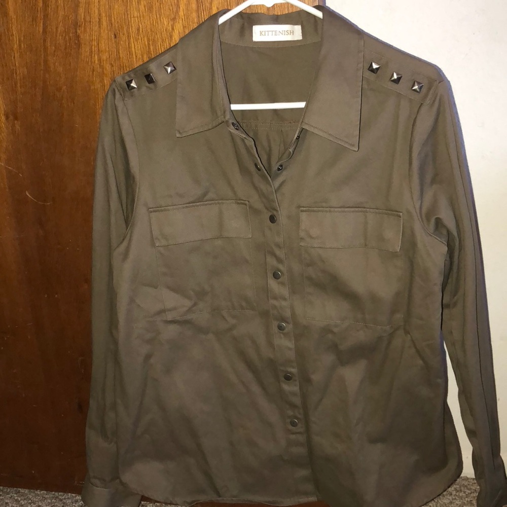 Kittenish Military Button Down